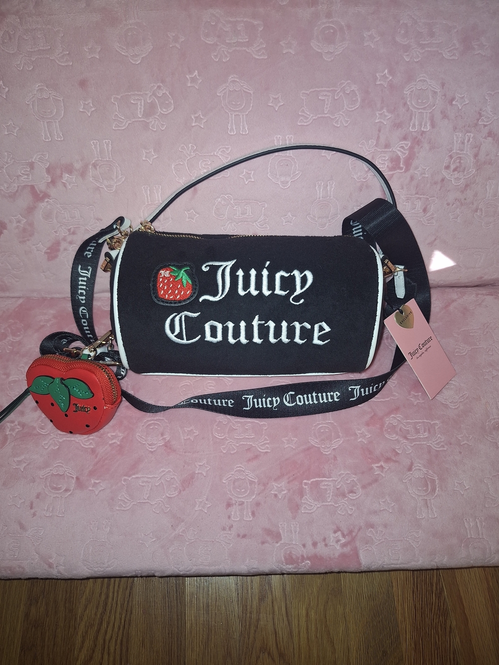 Juicy Couture Black Crossbody Bag with Strawberry Charm EXCLUSIVE